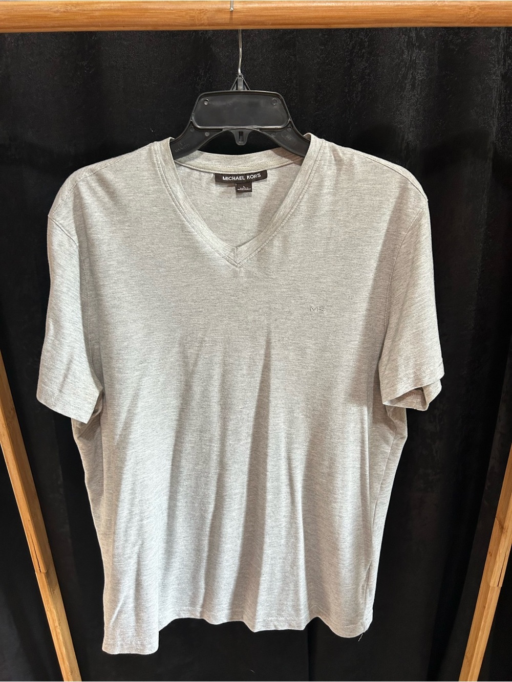 Michael Kors Light Gray V-Neck Short Sleeve Tee